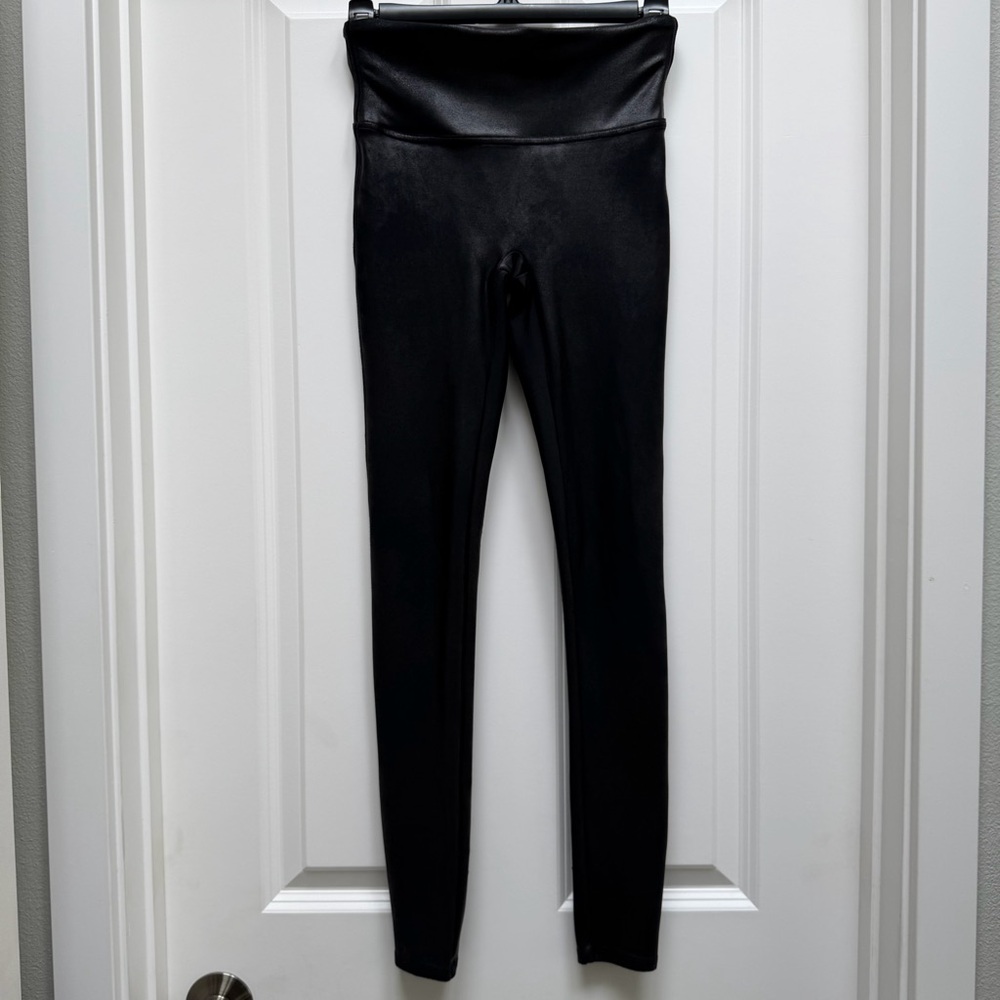SPANX FAUX LEATHER HIGH RISE LEGGINGS BLACK SMALL